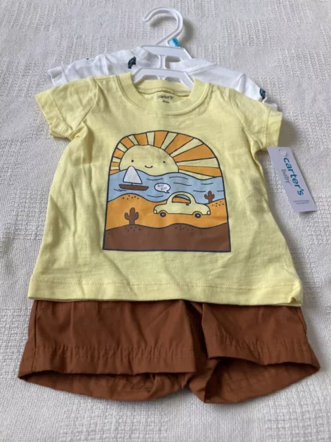 Carters baby boy 3 piece short outfit size 6 M NWT
