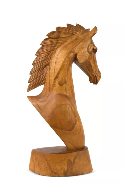 Wooden Hand Carved Horse Head Statue Sculpture Handmade Wood Home Decor Accent