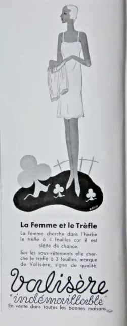 Publicité De Presse 1931 Sous-Vêtements Valisère La Femme Et Le Trèfle