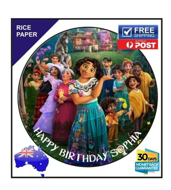 Encanto Edible Rice Paper Image birthday party cake topper round 19cm