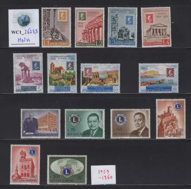 WC1_26275. SAN MARINO. Nice lot of 1959-1960 sets & stamps. MNH