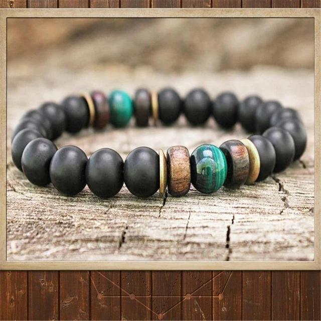 8mm Onyx Beads Handmade Bracelet 7.5inch Natural Chakra Meditation Mala Prayer