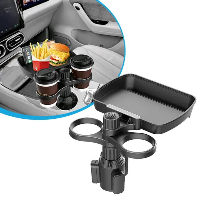Universal Car Cup Holder Tray Adjustable Phone Slot Mount Swivel Food Table Tool