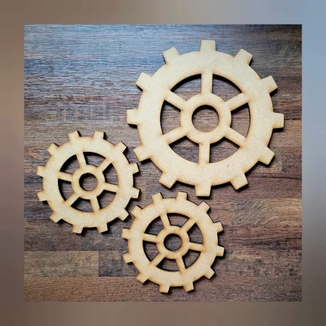 Large 6mm Thick Wooden Steampunk Cogs Shapes MDF 10-60cm Sign Craft Laser Cut