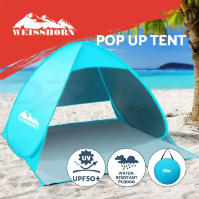 Weisshorn Pop Up Beach Tent Camping Hiking 3 Person Sun Shade Fishing Shelter