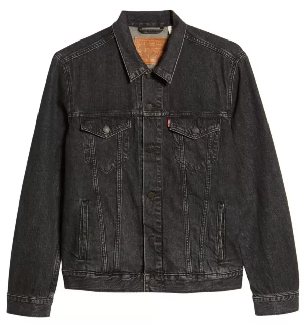 Levi's Men's Button Front Cotton Denim Trucker Jean Jacket Black 0405