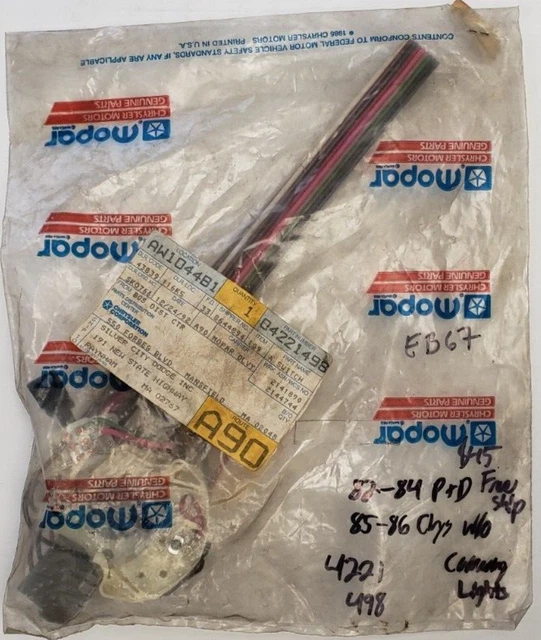 1982-84 Plymouth, Dodge, 1985-86 Chrysler Turn Signal Switch NOS 4221498