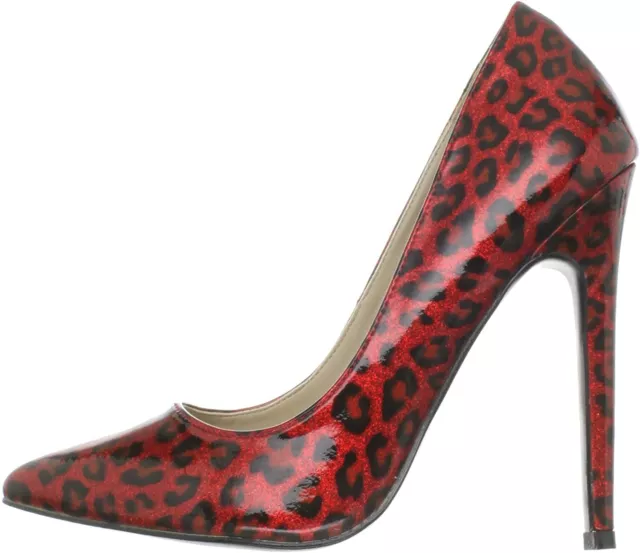 Sexy 20 Red Pearlised Patent Cheetah Women's High Heels UK Size 2