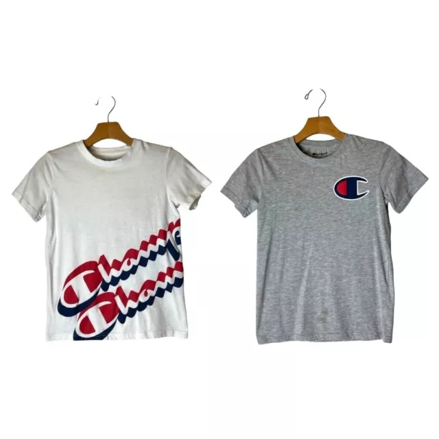 Champion White And Gray Lot Of 2 Short Sleeve Crew Neck Tees Size M