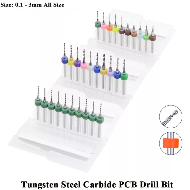 0.1 - 3mm PCB CNC Micro Drill Bits Set Tungsten Steel Carbide Twist Bit Milling