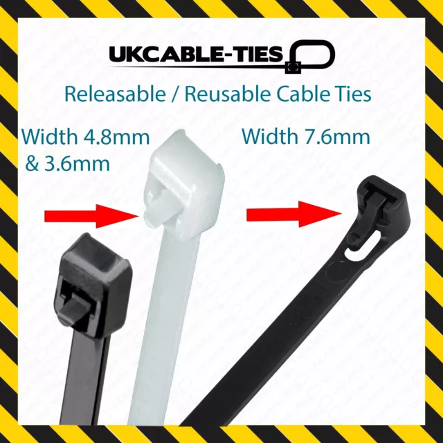 Releasable Cable Ties Reusable Black Natural Nylon Plastic Zip Tie Wraps