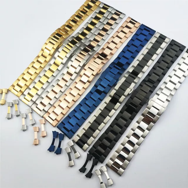 Solid Stainless Steel Bracelet Watch Strap Band Replacement Straight+Curved End