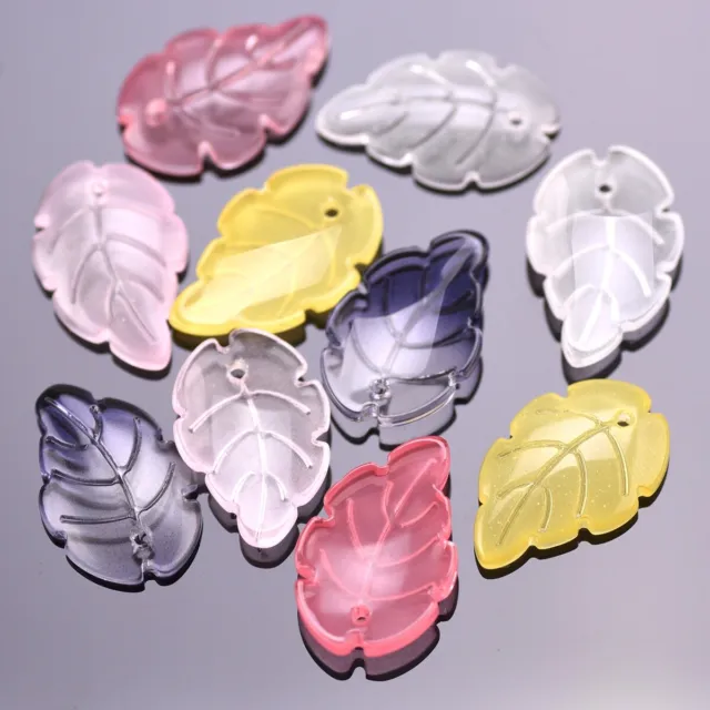 10 Stück 24x15mm Lampwork Blatt Blütenblatt Kristall Glas Lose Anhänger Perlen
