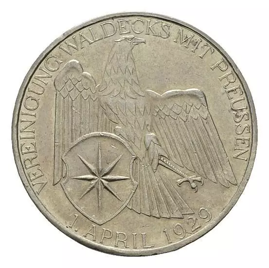 Linnartz WEIMAR 3 Reichsmark 1929 A Waldeck fast stempelglanz