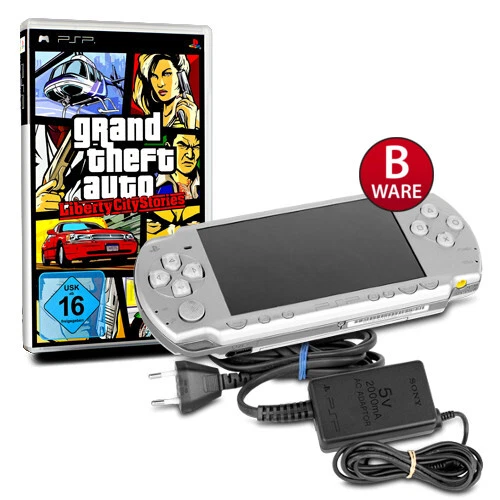 Psp Console 2004 Slim Argent #23B + Chargeur + Jeu Gta - Liberty City Stories