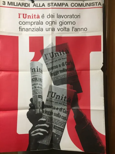 Manifesto originale 1972 PCI PARTITO COMUNISTA L'UNITà DEI LAVORATORI COMPRA-474