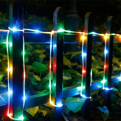 Outdoor Garden Patio Waterproof Solar LED Fairy String Lights Starry Rope Strip