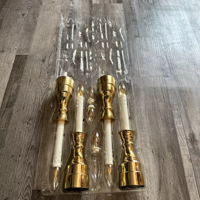Juego de 4 velas de ventana doradas de Belén sensor que funciona con batería