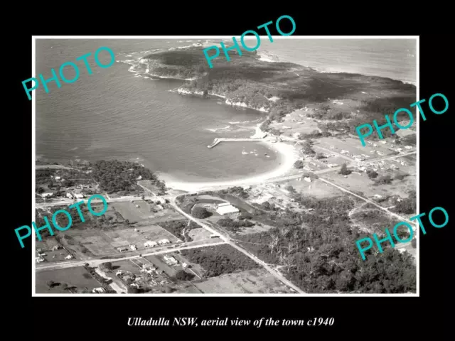 OLD 6 X 4 HISTORIC PHOTO ULLADULLA NSW AUSTRALIA AERIAL VIEW OF TOWN c1940