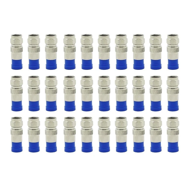 30Pcs Rg6 Compression Connectors Adapter Rf Coaxial Cable Converter F Type Wir