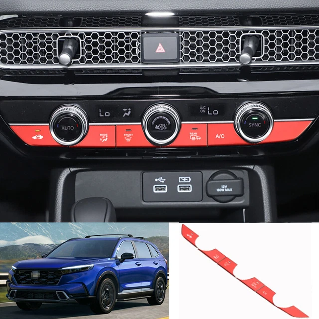 Red Aluminum Central Console AC Button Cover Decor Fit For Honda CR-V 2023-2024