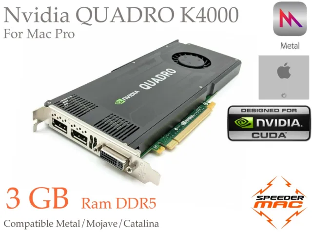  Nvidia Quadro K4000 3GB DDR5 for Mac Pro, Metal 4k Mojave Catalina  SONOMA
