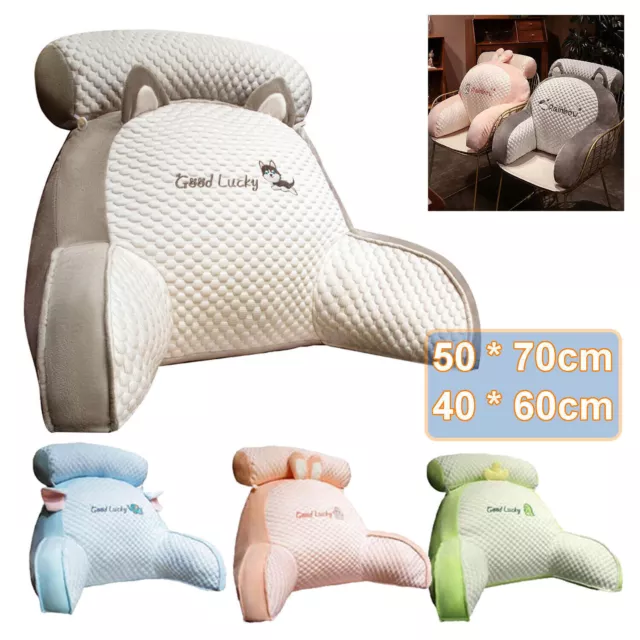 2in1 Bed Reading Backrest Pillow Support Cushion Lumbar Back Rest Chair Mat Arm