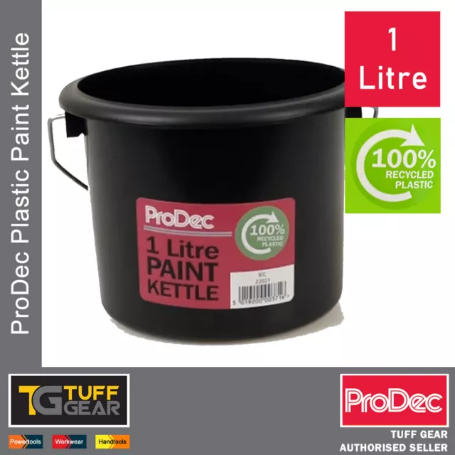 Painters Paint Kettle ProDec 1 Litre Sturdy Plastic Bucket Can Decorating Pot