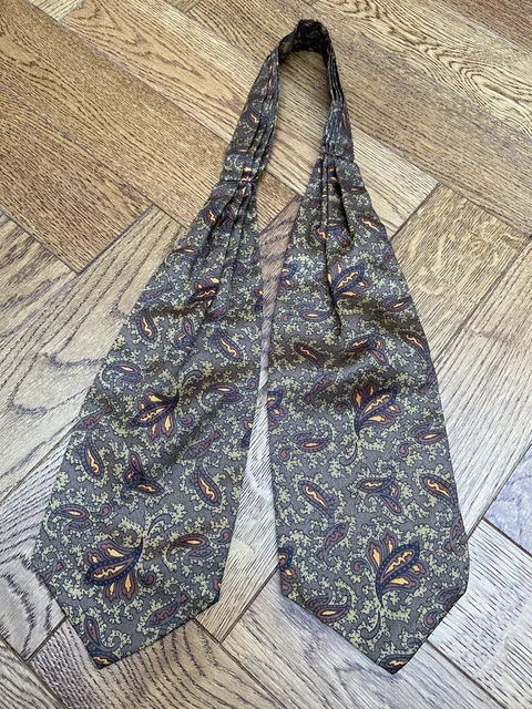 Cravatta Vintage In Saia Di Seta Blu Pied De Poule Multicolor Con Dise Centro Pala Cv372 - Foto 2