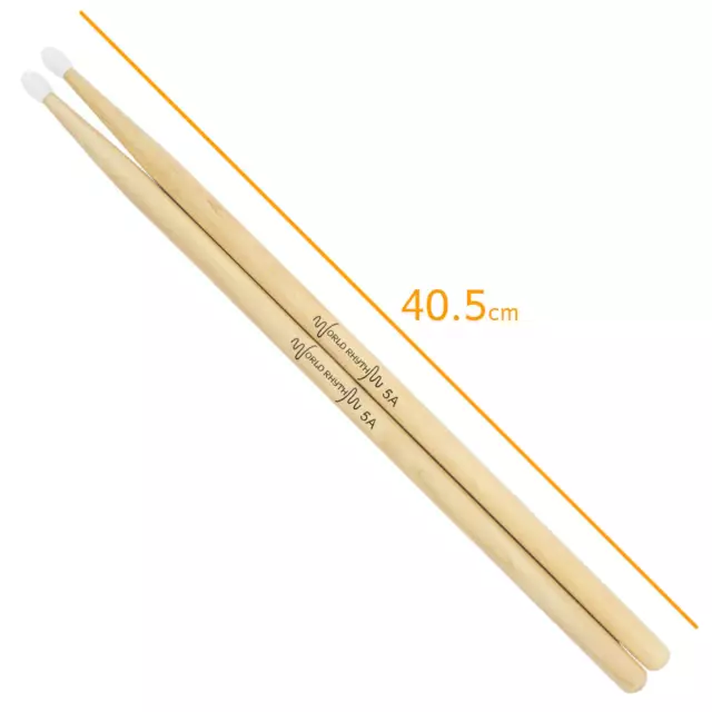 Maple 5A Drumsticks by World Rhythm – Nylon Tip 5A Pair of Drum Sticks 2