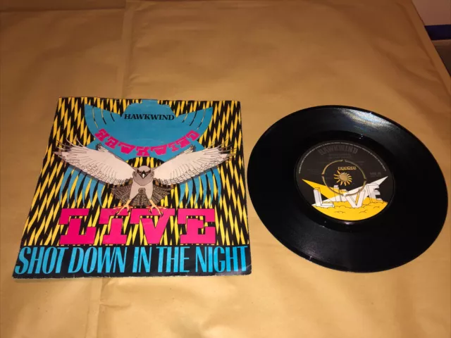 hawkwind - shot down in the night live - 7” 1980 vgc/ex