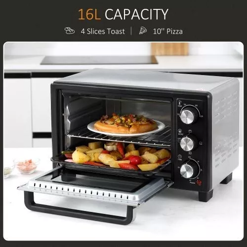 Mini Oven 16L Grill Toaster Pizza Oven Timer 1400W Grill Small Kitchen