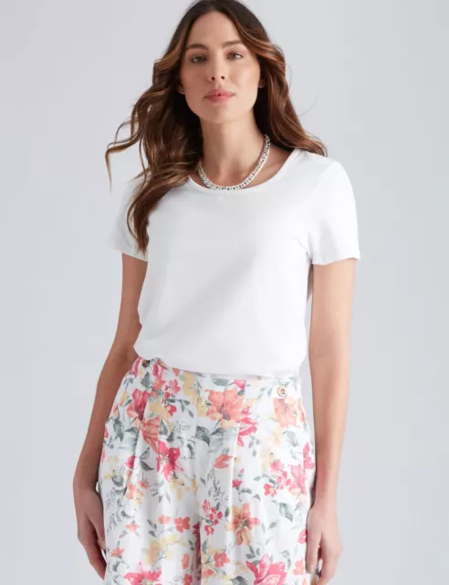 KATIES - Womens Summer Tops - White Tshirt / Tee - Cotton - Casual Clothing