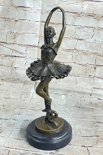 Statue Danseuse Bronze Massif Style Art Déco - Signée Bergey, 45cm, Très Bon état