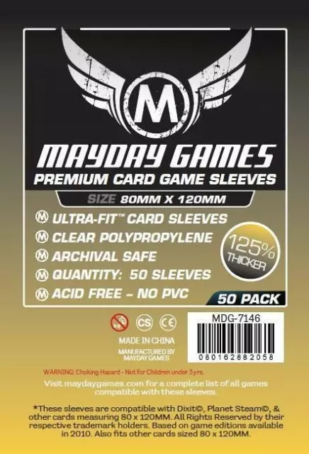 50 Mayday Games 'Dixit' Board Game Card Sleeves Clear 80 x 120mm MDG-7146