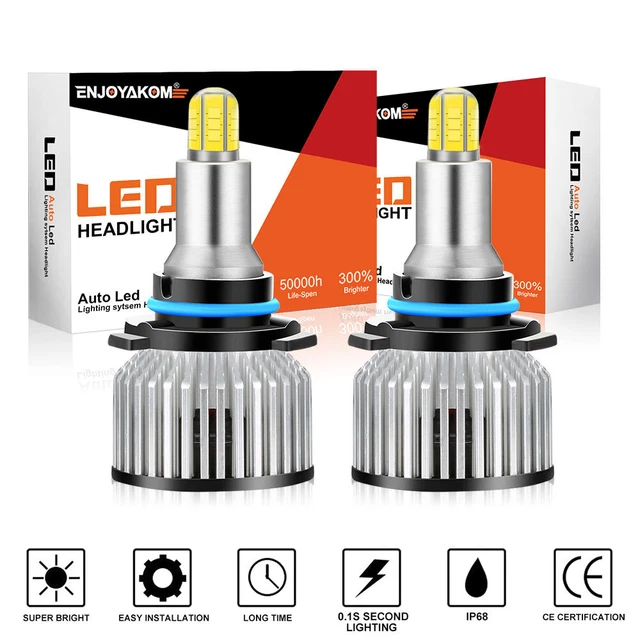 For GMC Yukon SLT 2000-2006 Pair 9006 LED Headlights 8-Sides 360° 3D 6000K Bulbs