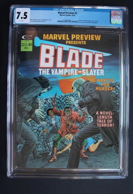 Marvel Preview #3 1st SOLO Comic Mag for BLADE 1975 MCU MOVIE 1st Afari CGC 7.5