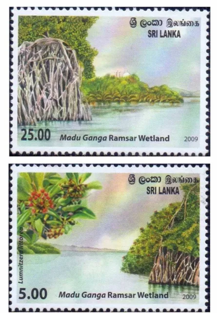 Sri Lanka 2009 Madu Ganga Ramsar Feuchtgebiete Natur Briefmarken 2v