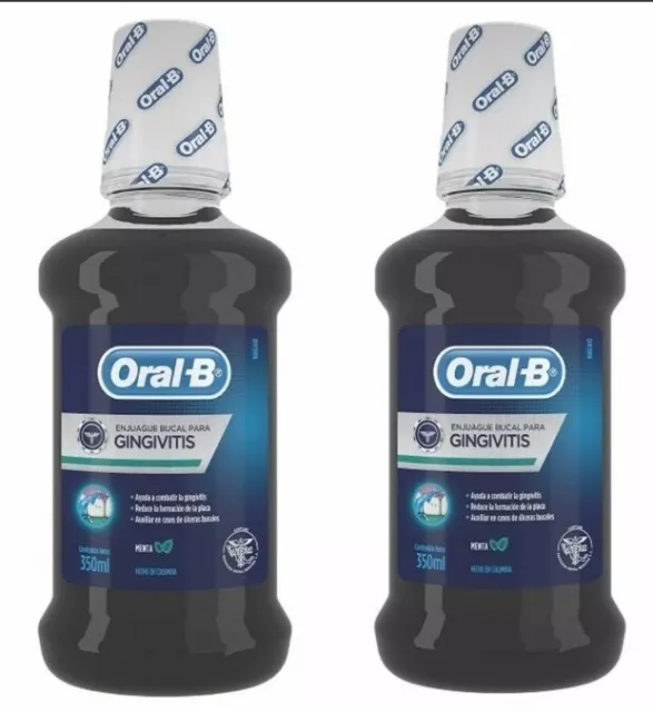 (2) Enjuague Bucal Oral-B Lavado Bucal Limpio Gingivitis Combate Menta Como Nuevo 350Ml 