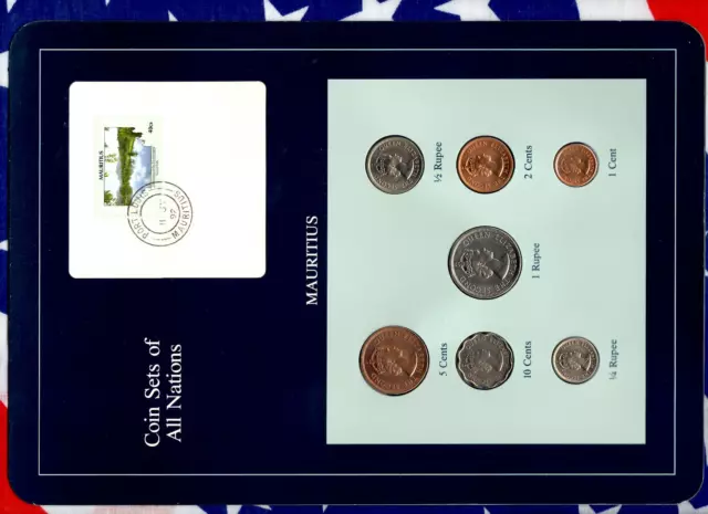 Coin Sets of All Nations Mauritius 1, 1/2, 1/4 Rupee, 10, 5, 2, 1 cents 1978 UNC