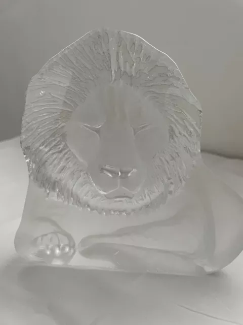 Beautiful Mats Jonasson Crystal Art Glass Lion Signed & Numbered