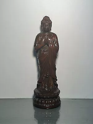 Vintage Wood Hand Carved Tathagata Buddha Statue Wooden Sculpture Decoration Art