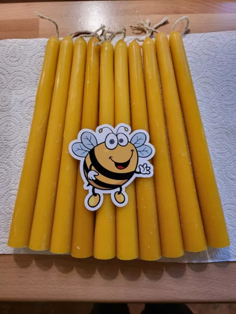 10 X Handmade 100% Pure Beeswax Candles Taper Dinner Table Bistro Candle