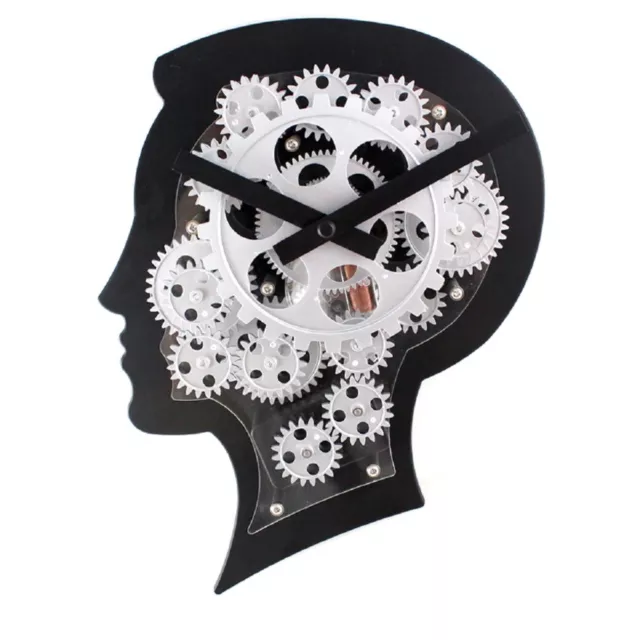 3D Wanduhr Brain Gehirn Kreative Wanduhr mit drehenden Zahnrädern