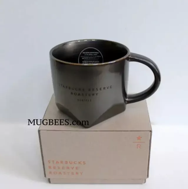 Starbucks Reserve Roastery Seattle Bevel Dark Ceramic Mug Cup 12 oz