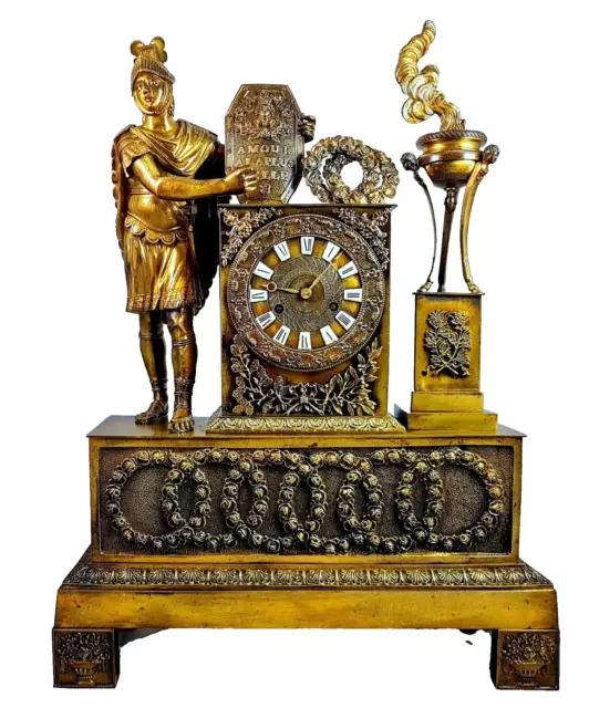 ANTIKE EMPIRE Französische Kaminuh Figurenuhr Bronze 1790 Louis Philippe