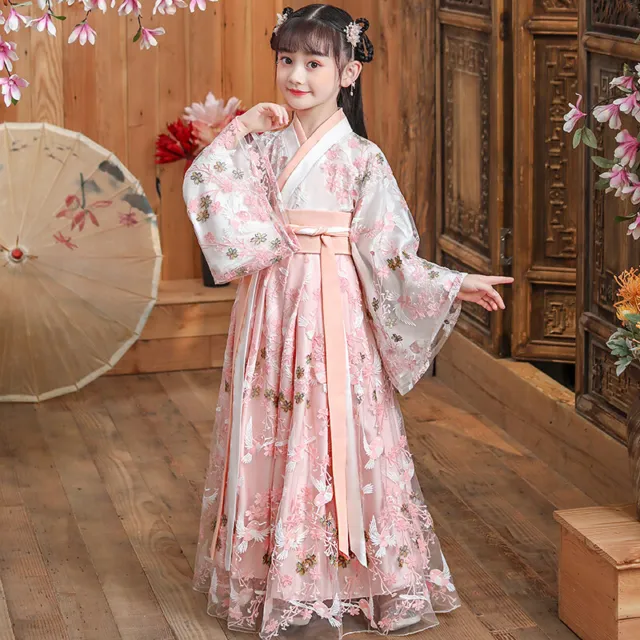 Cinese Ragazze Abito Ricamato Floreale Ttang Hanfu Fairy Antico Costume Nuovo