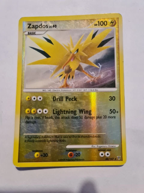 Pokemon card TCG 48/147 Zapdos Supreme Victors 2009 Reverse Holo Rare Excellent