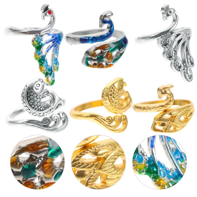 6 piezas anillo de ganchillo anillo de tejido ajustable anillo trenzado ajustable vintage