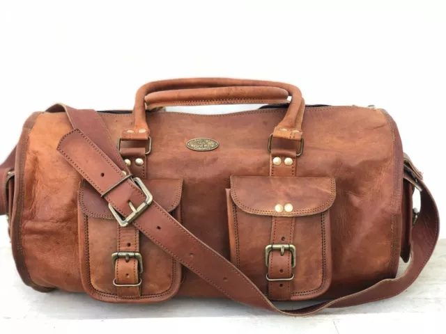 Women's Leather vintage duffel travel Holdall gym Aircraft weekend overnight bag